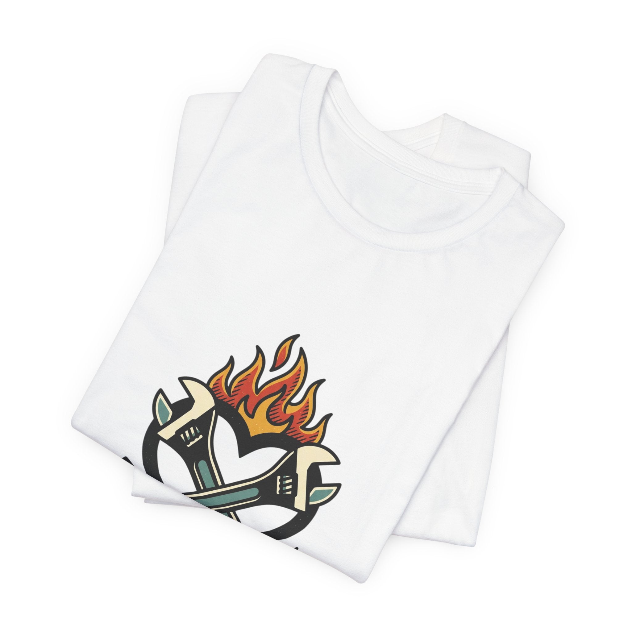 Grease and Grit Heart Flame Tee | Traditional Tattoo Style, Banner & Rose