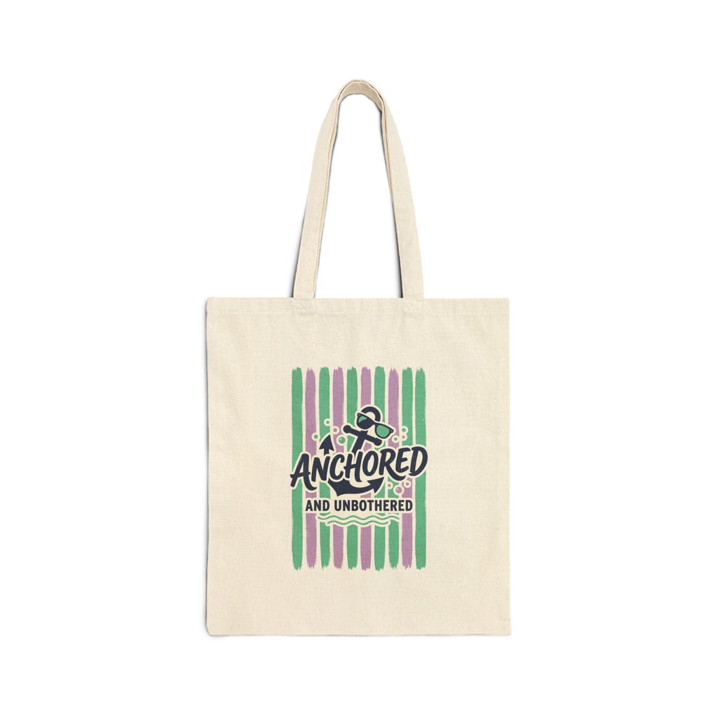 Anchored and Unbothered Tote | Cruise Vacation, Nautical Stripe Print
