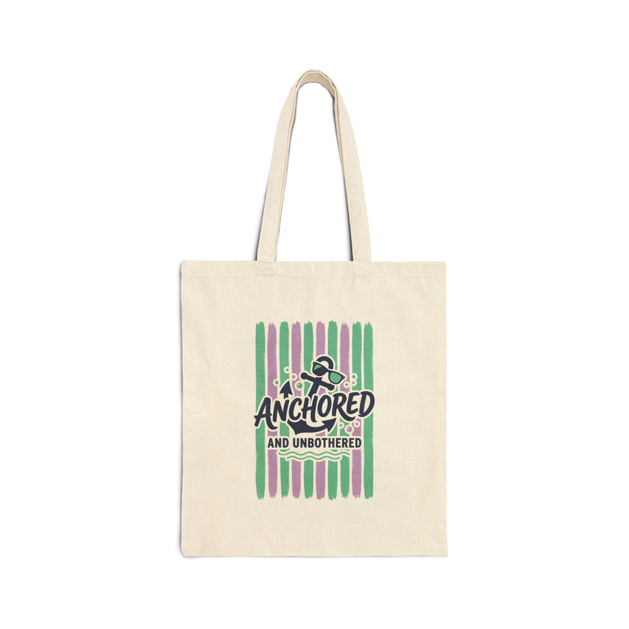 Anchored and Unbothered Tote | Cruise Vacation, Nautical Stripe Print