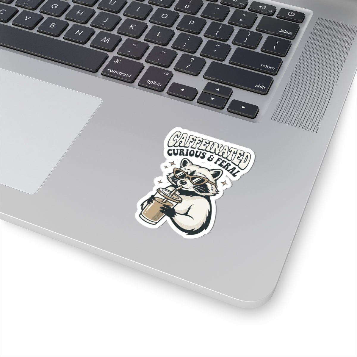 Caffeinated Curious & Feral Raccoon Sticker | Feral Raccoon Aesthetic, Celestial Wilderness