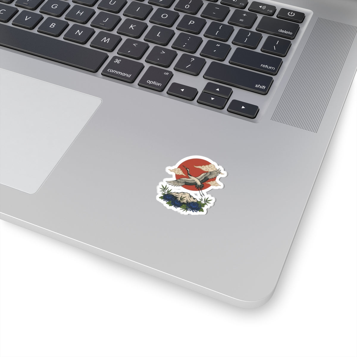 Crane & Mount Fuji Sticker | Traditional Tattoo Flash, Floral Banner