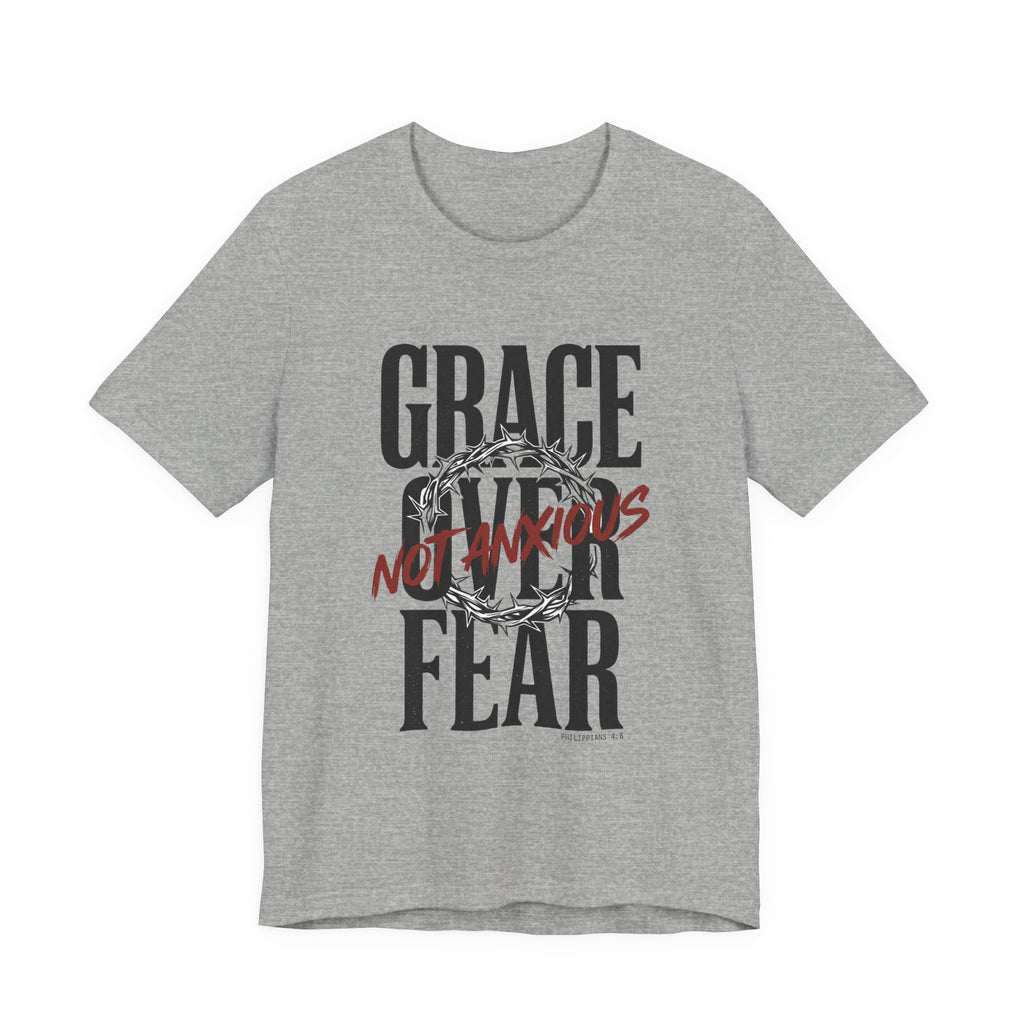 Grace Over Fear T-Shirt | Christian Streetwear, Distressed Typography, Thorn Graphic