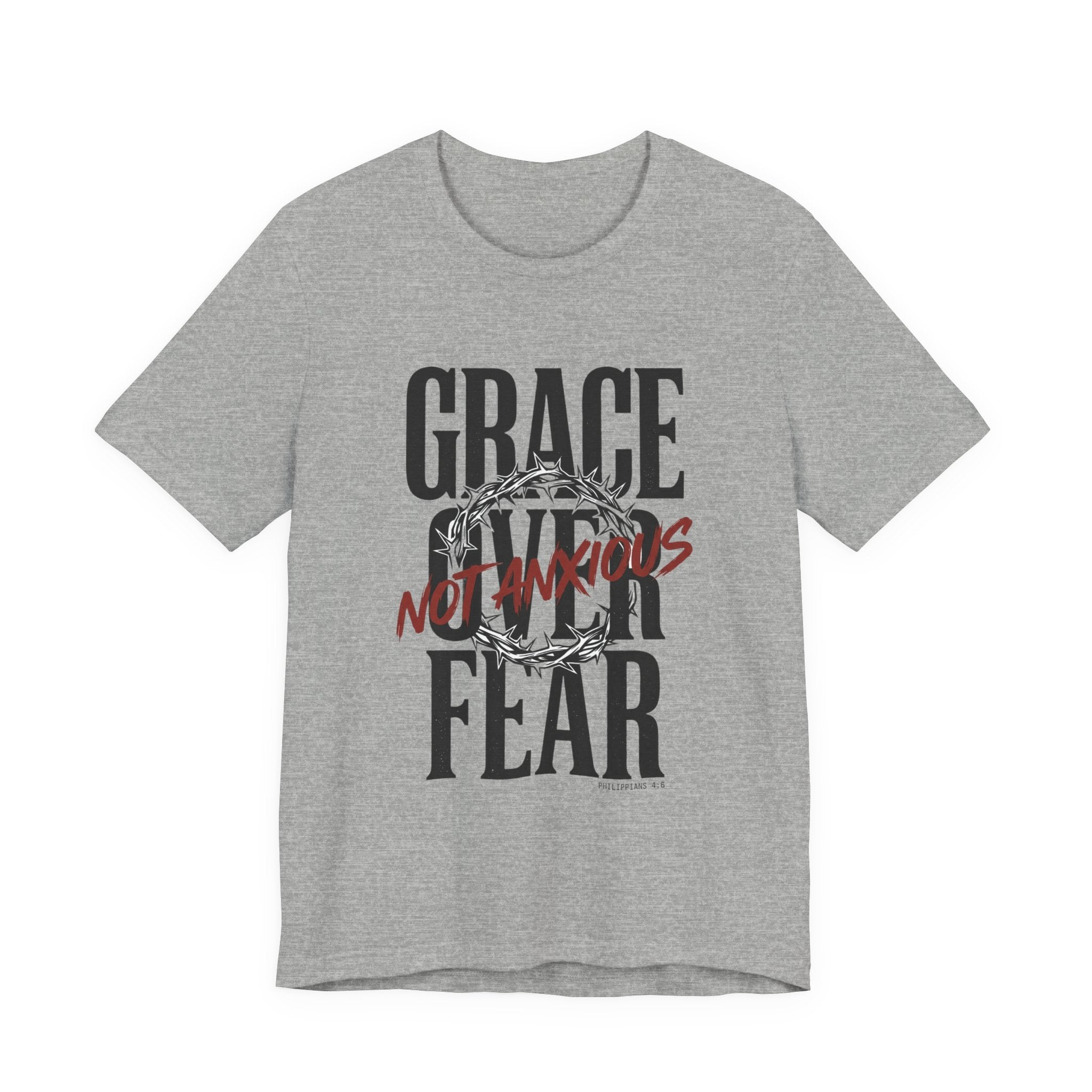 Grace Over Fear T-Shirt | Christian Streetwear, Distressed Typography, Thorn Graphic