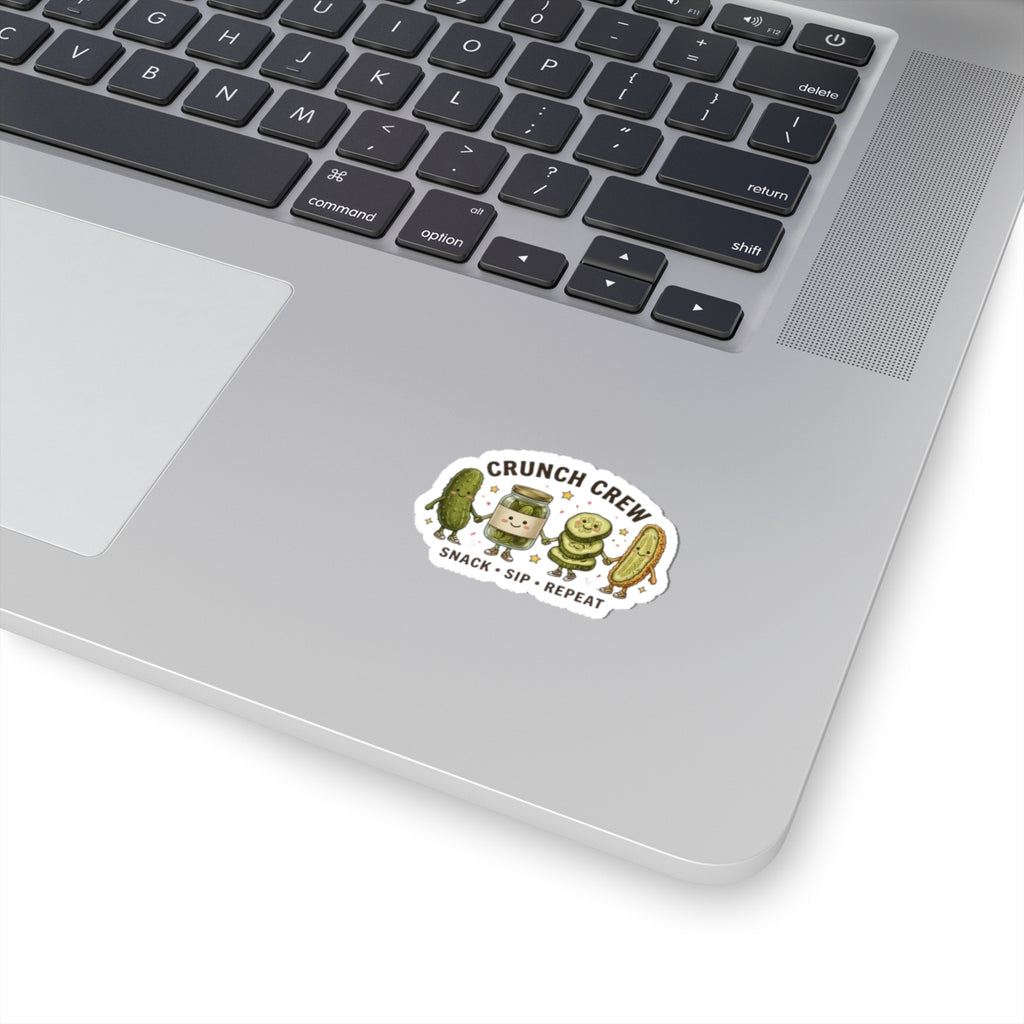 Crunch Crew Pickle Sticker | Cute Retro Pickles, Snack Sip Repeat Kiss-Cut