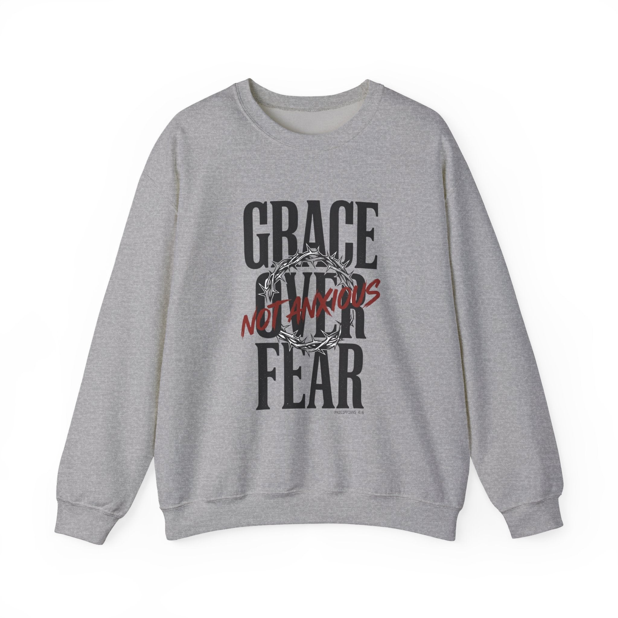 Grace Over Fear Sweatshirt | Christian Streetwear, Scripture Crown of Thorns