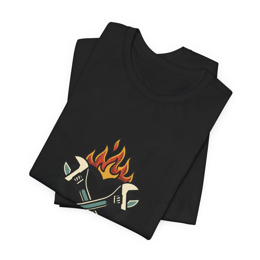 Grease and Grit Heart Flame Tee | Traditional Tattoo Style, Banner & Rose