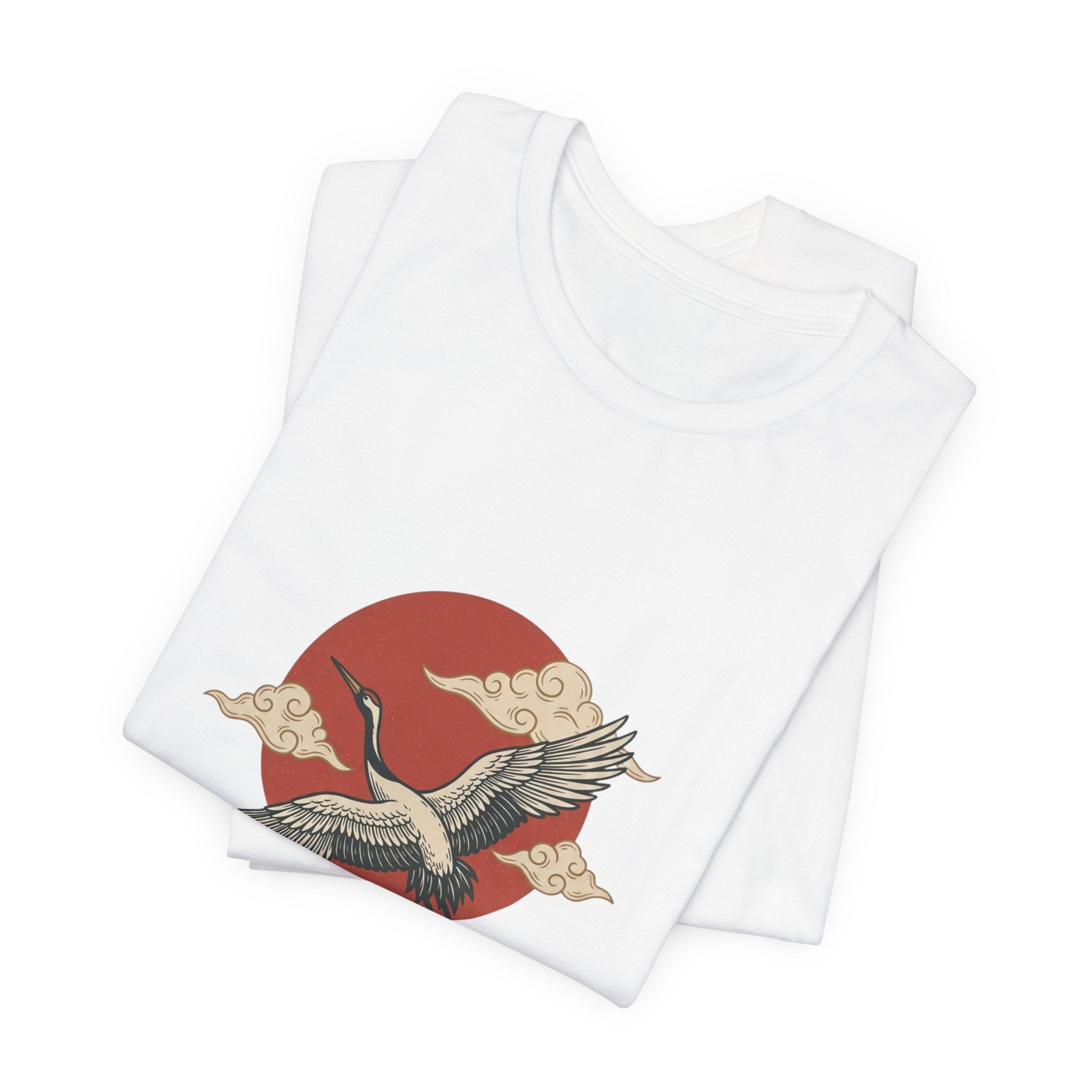 Crane Over Mount Fuji T-Shirt | Traditional Tattoo-Inspired, Japanese Flash