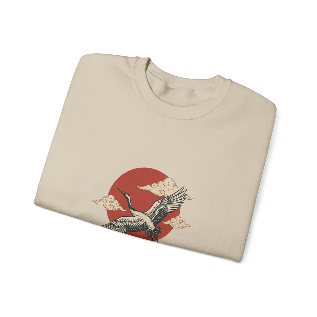 Flying Crane Traditional Tattoo Sweatshirt | Vintage Flash, Limited Palette
