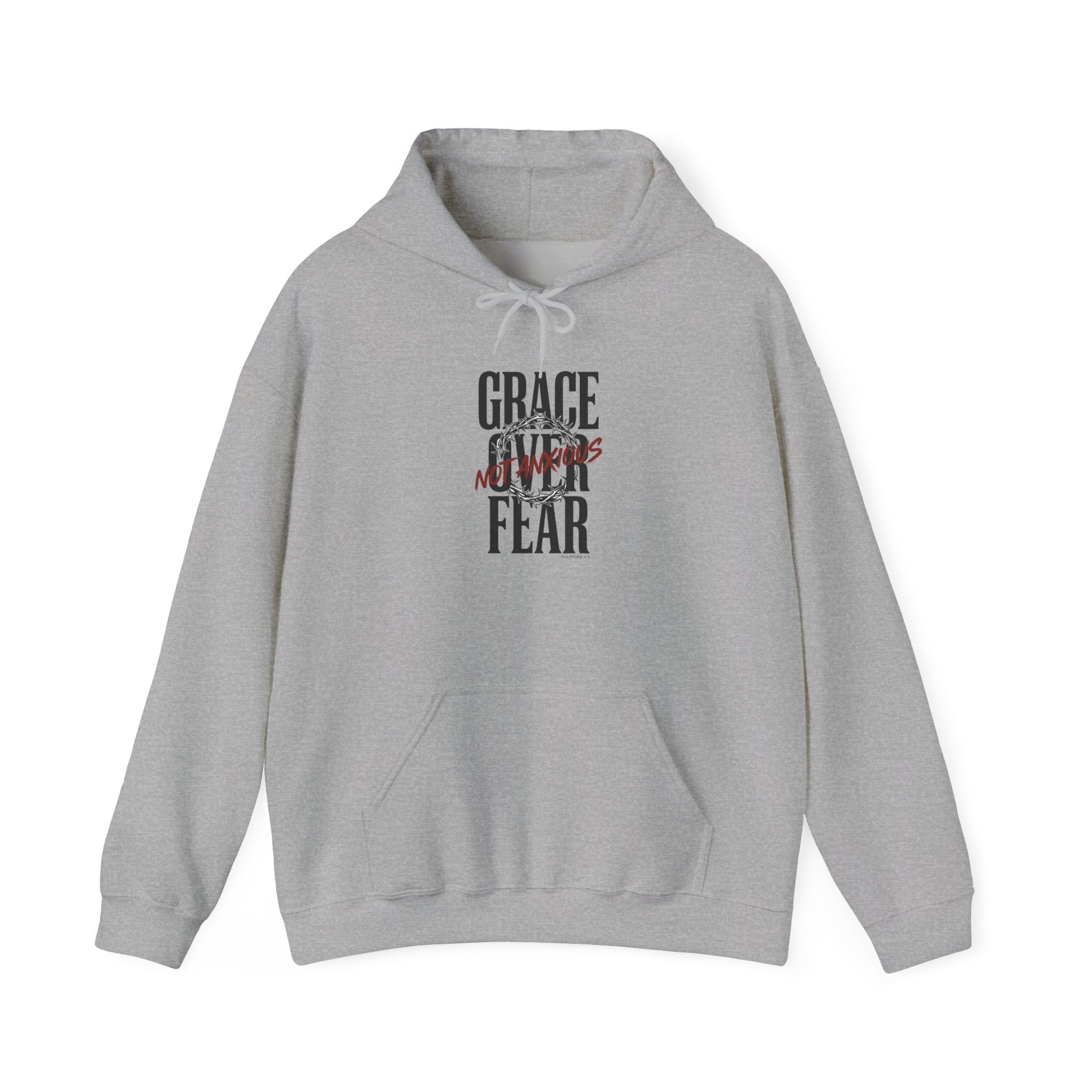 Grace Over Fear Hoodie | Christian Streetwear, Scripture Typography