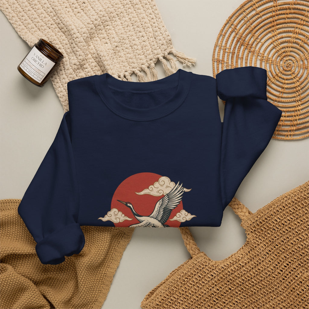 Flying Crane Traditional Tattoo Sweatshirt | Vintage Flash, Limited Palette