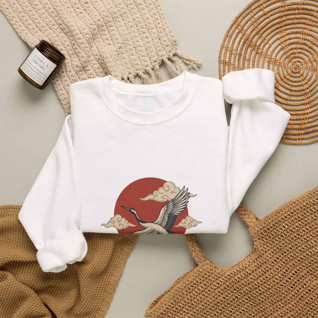 Flying Crane Traditional Tattoo Sweatshirt | Vintage Flash, Limited Palette
