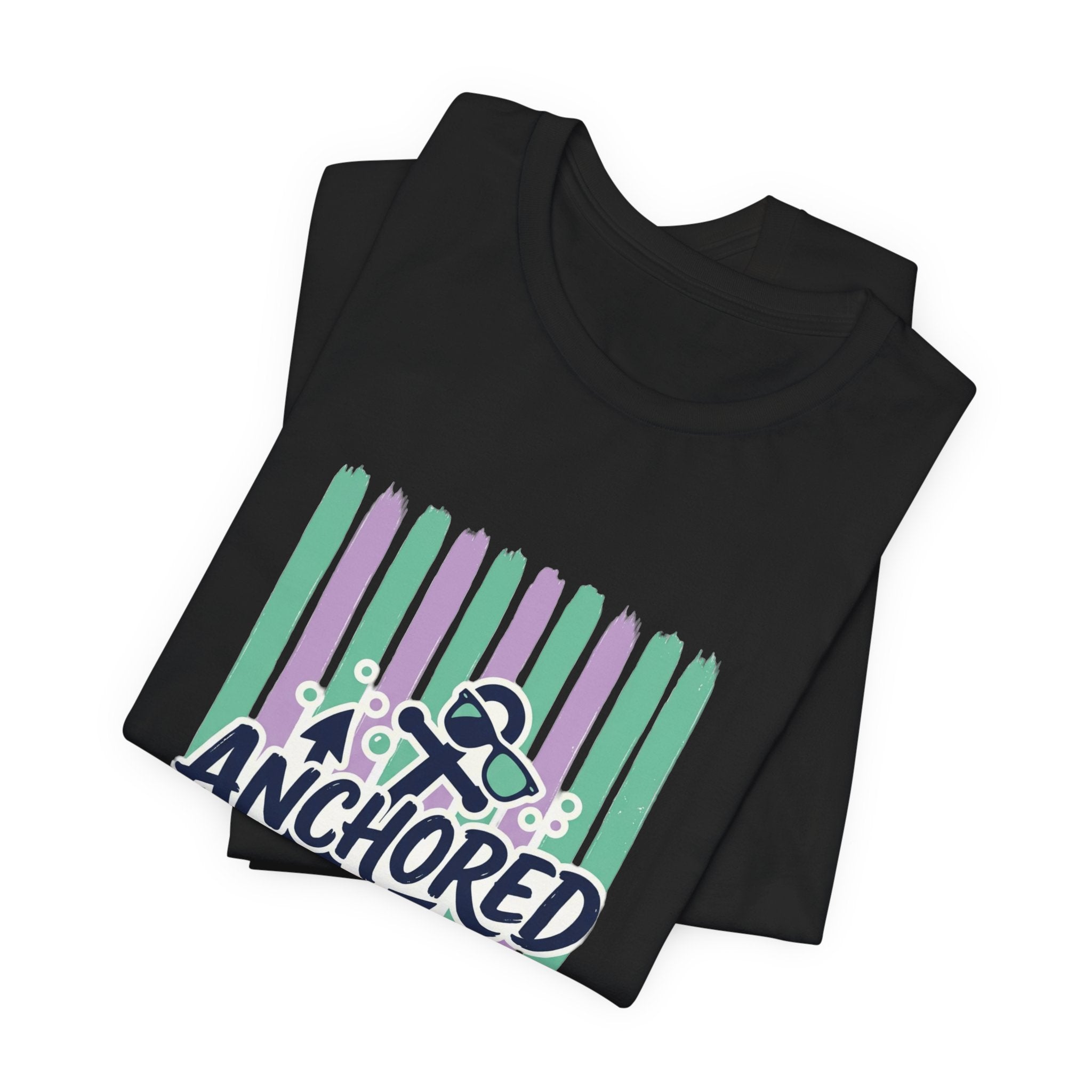 Anchored and Unbothered Tee | Cruise Vacation Shirt, Nautical Anchor, Tropical Stripes