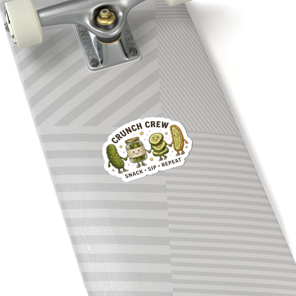 Crunch Crew Pickle Sticker | Cute Retro Pickles, Snack Sip Repeat Kiss-Cut