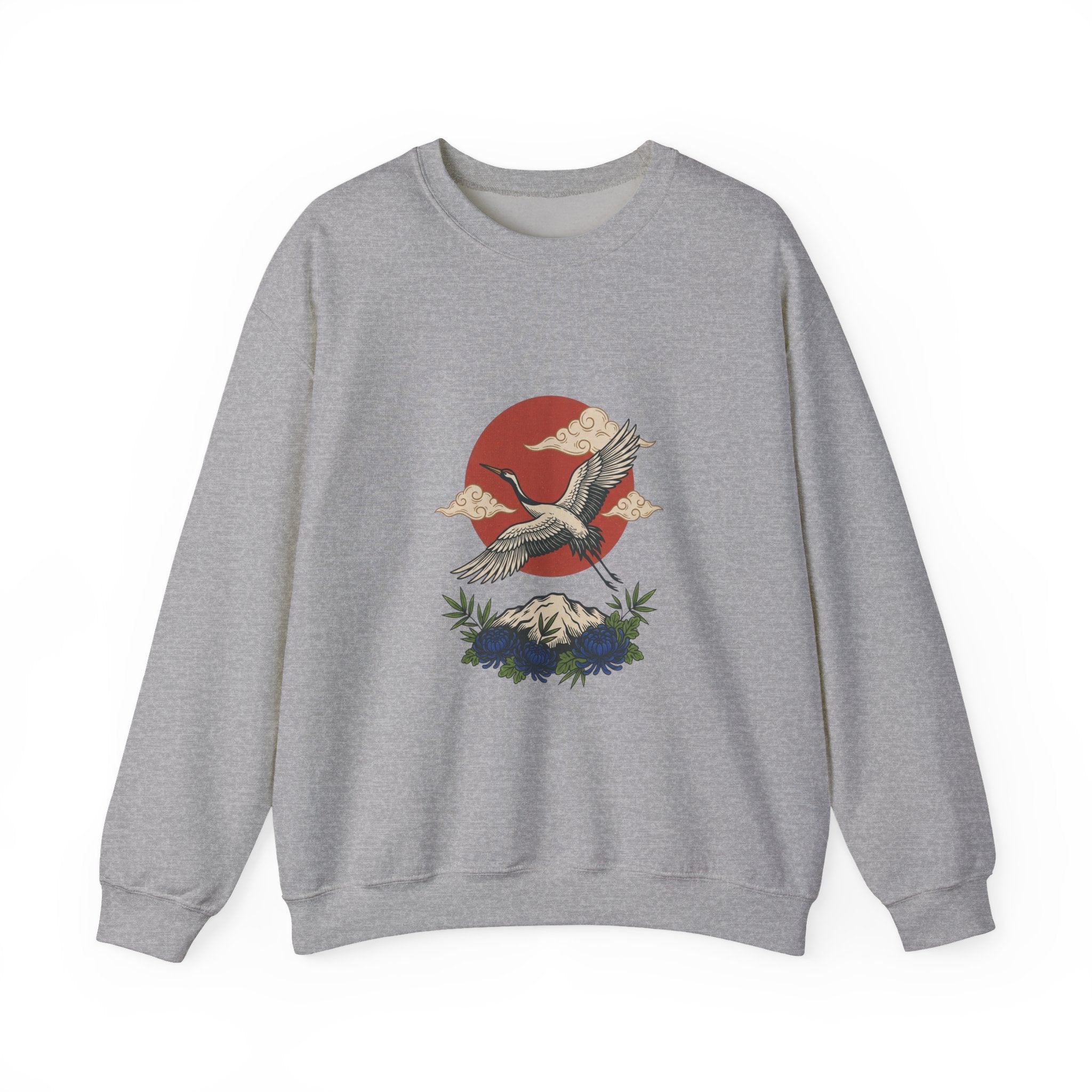 Flying Crane Traditional Tattoo Sweatshirt | Vintage Flash, Limited Palette