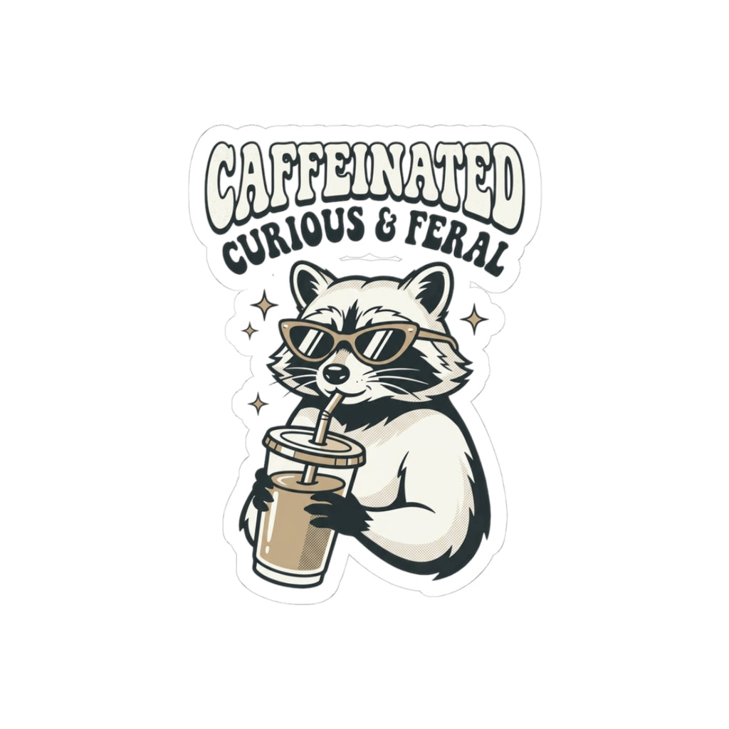 Caffeinated Curious & Feral Raccoon Sticker | Feral Raccoon Aesthetic, Celestial Wilderness