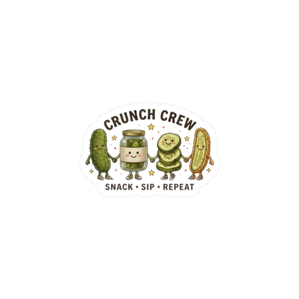 Crunch Crew Pickle Sticker | Cute Retro Pickles, Snack Sip Repeat Kiss-Cut