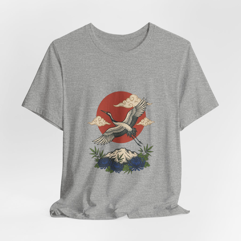 Crane Over Mount Fuji T-Shirt | Traditional Tattoo-Inspired, Japanese Flash