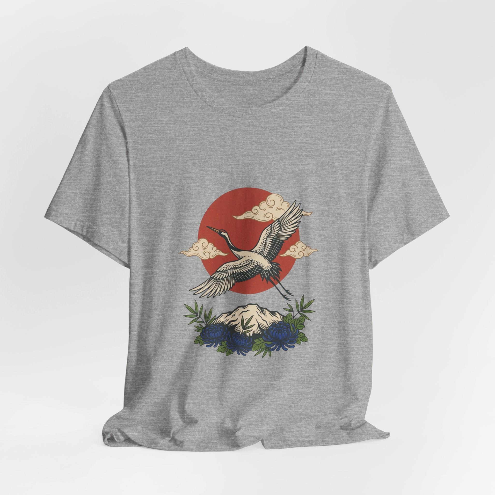 Crane Over Mount Fuji T-Shirt | Traditional Tattoo-Inspired, Japanese Flash