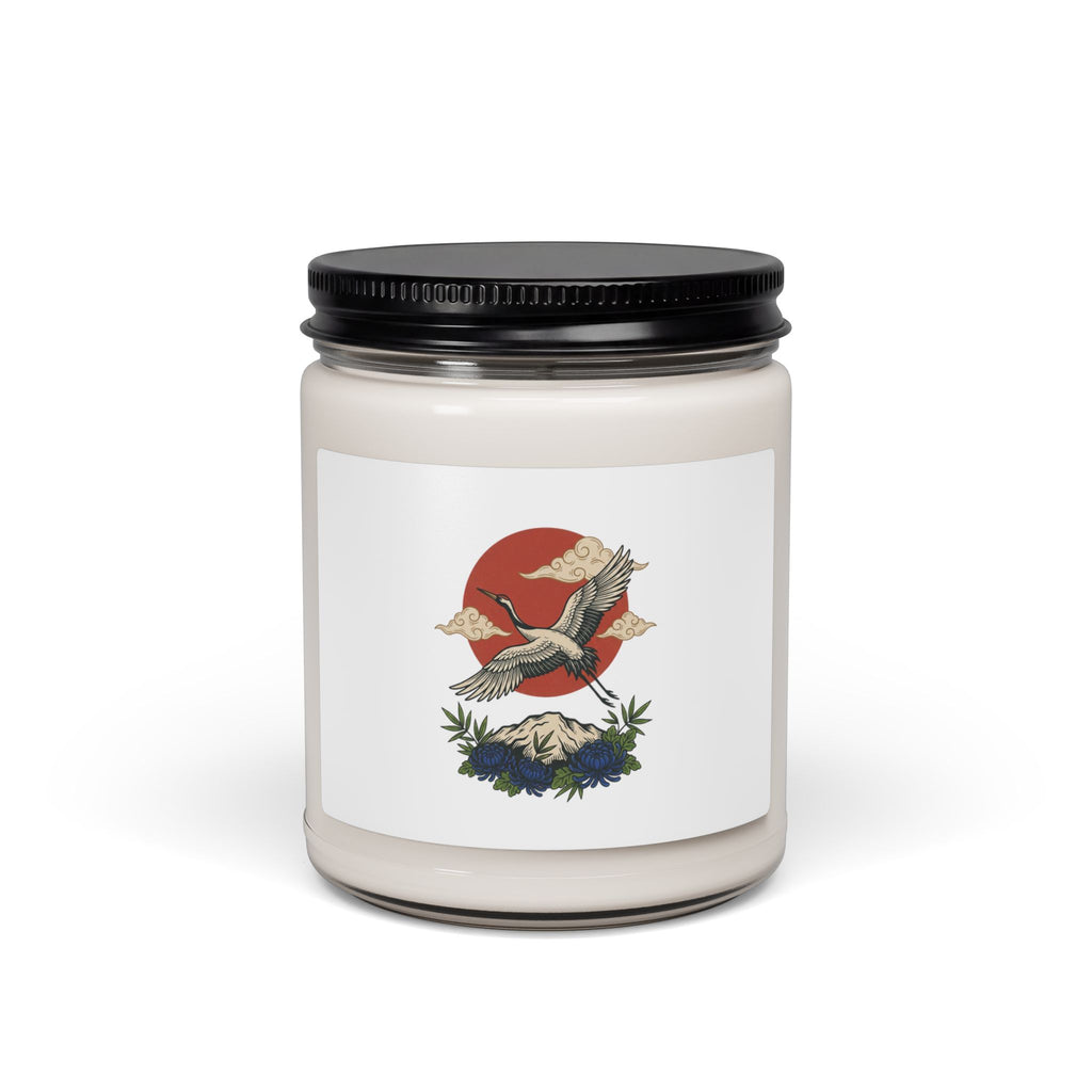 Swallow & Mountain Tattoo Candle, Soy Jar Candle | Traditional Flash Floral