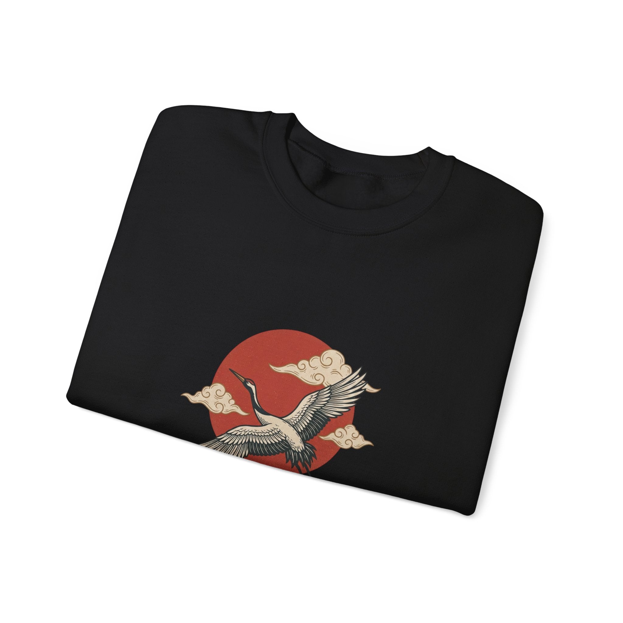 Flying Crane Traditional Tattoo Sweatshirt | Vintage Flash, Limited Palette