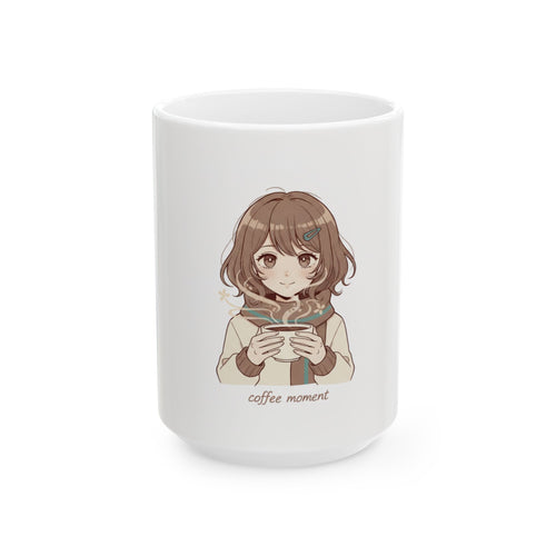 NDR™ Anime Girl Coffee Mug "Coffee Moment" Ceramic Mug (11oz/15oz)