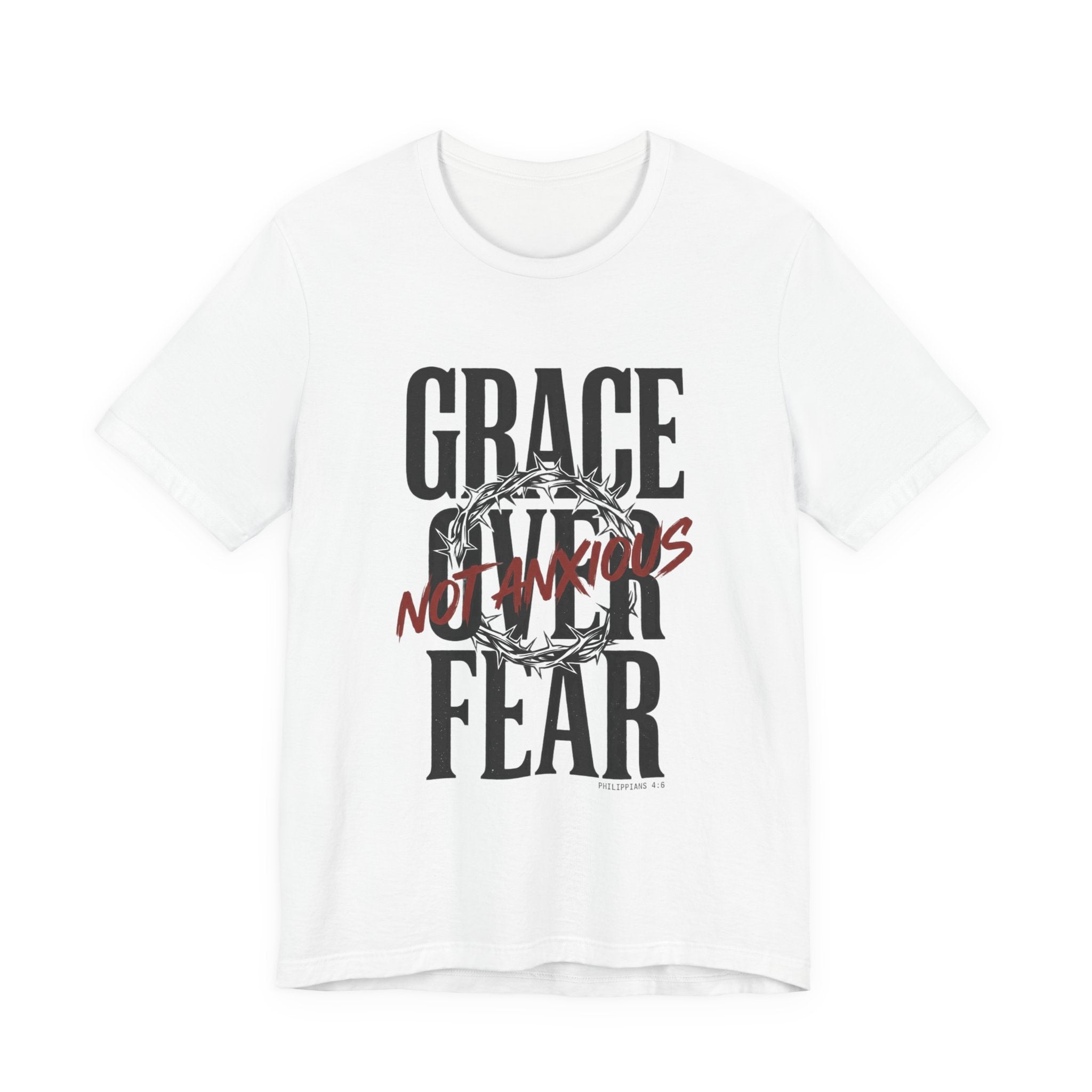 Grace Over Fear T-Shirt | Christian Streetwear, Distressed Typography, Thorn Graphic