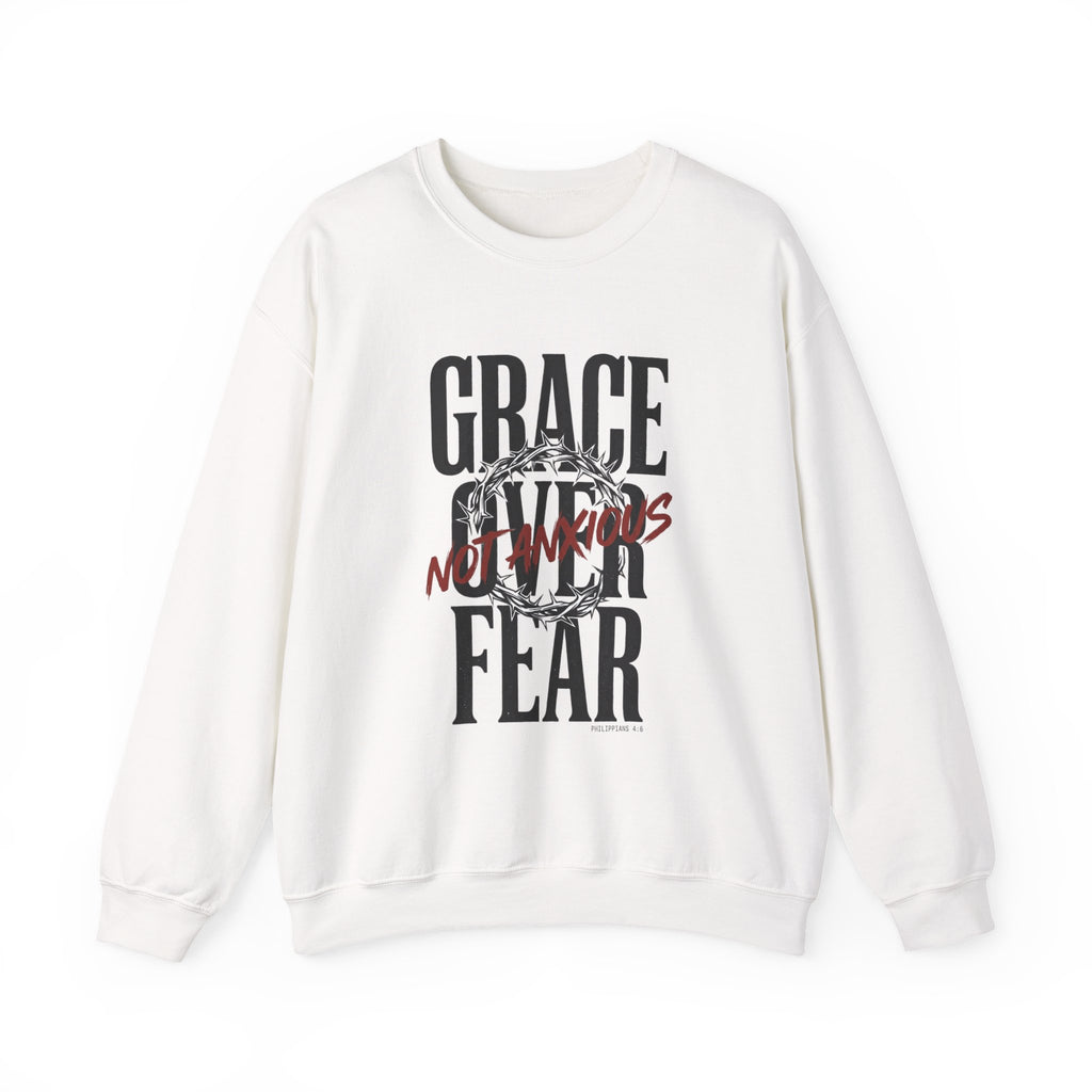 Grace Over Fear Sweatshirt | Christian Streetwear, Scripture Crown of Thorns