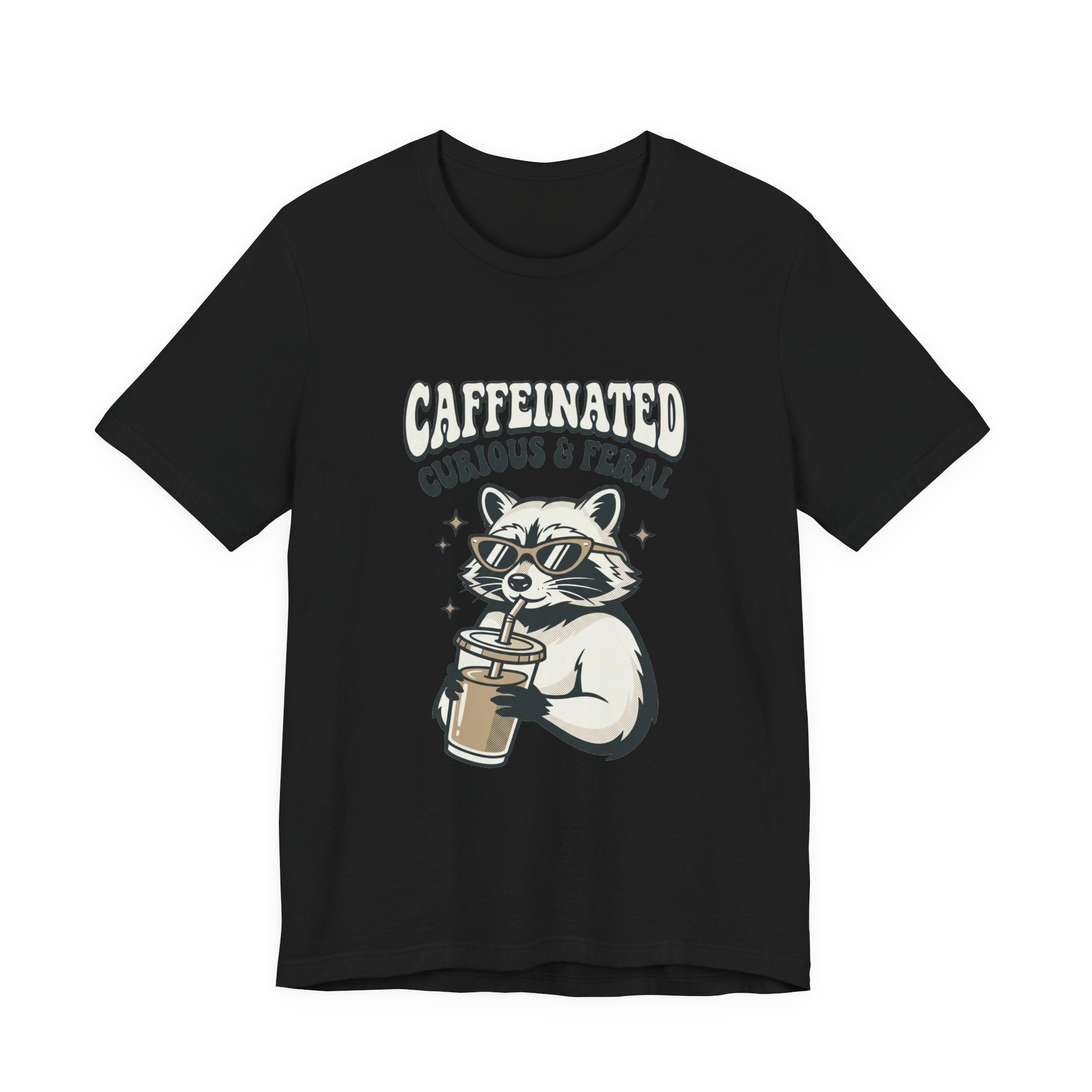 Caffeinated Curious & Feral Raccoon Tee | Feral Raccoon Aesthetic, Nightlife