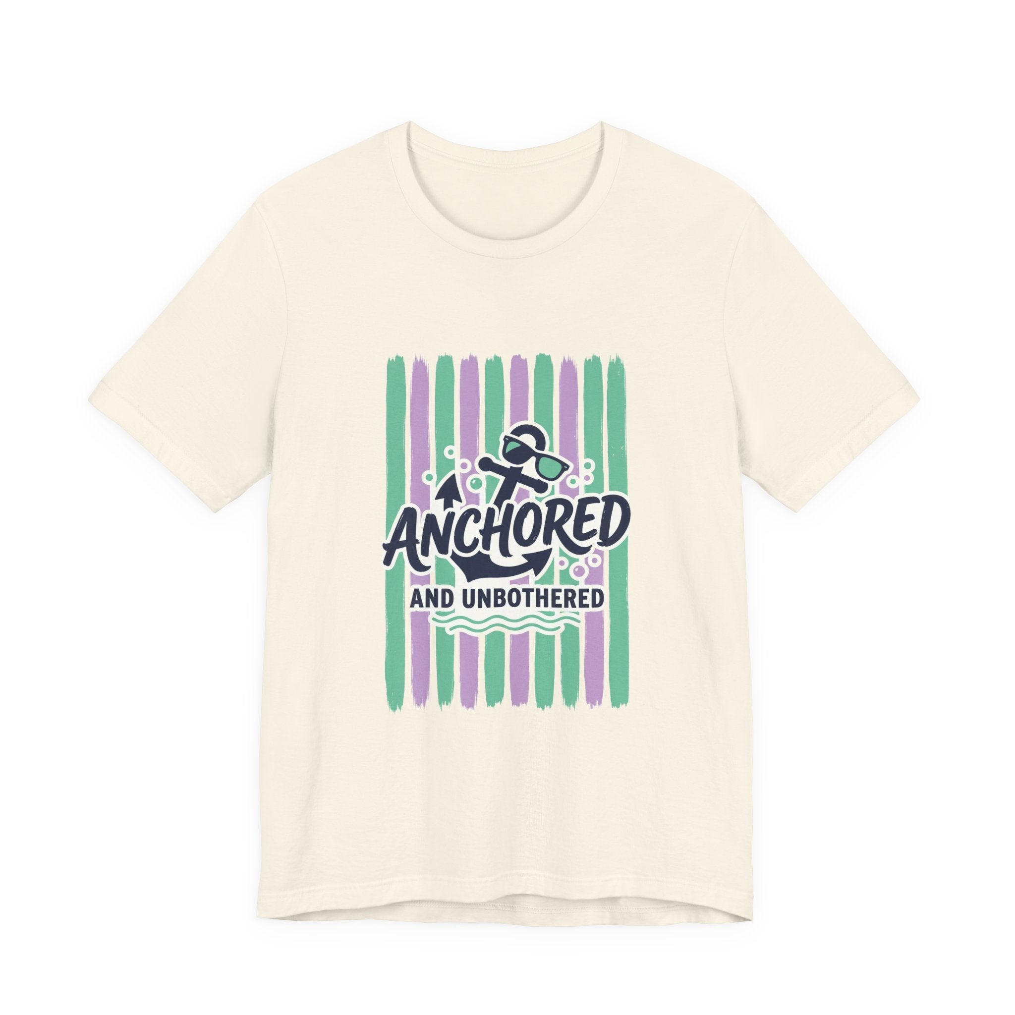 Anchored and Unbothered Tee | Cruise Vacation Shirt, Nautical Anchor, Tropical Stripes