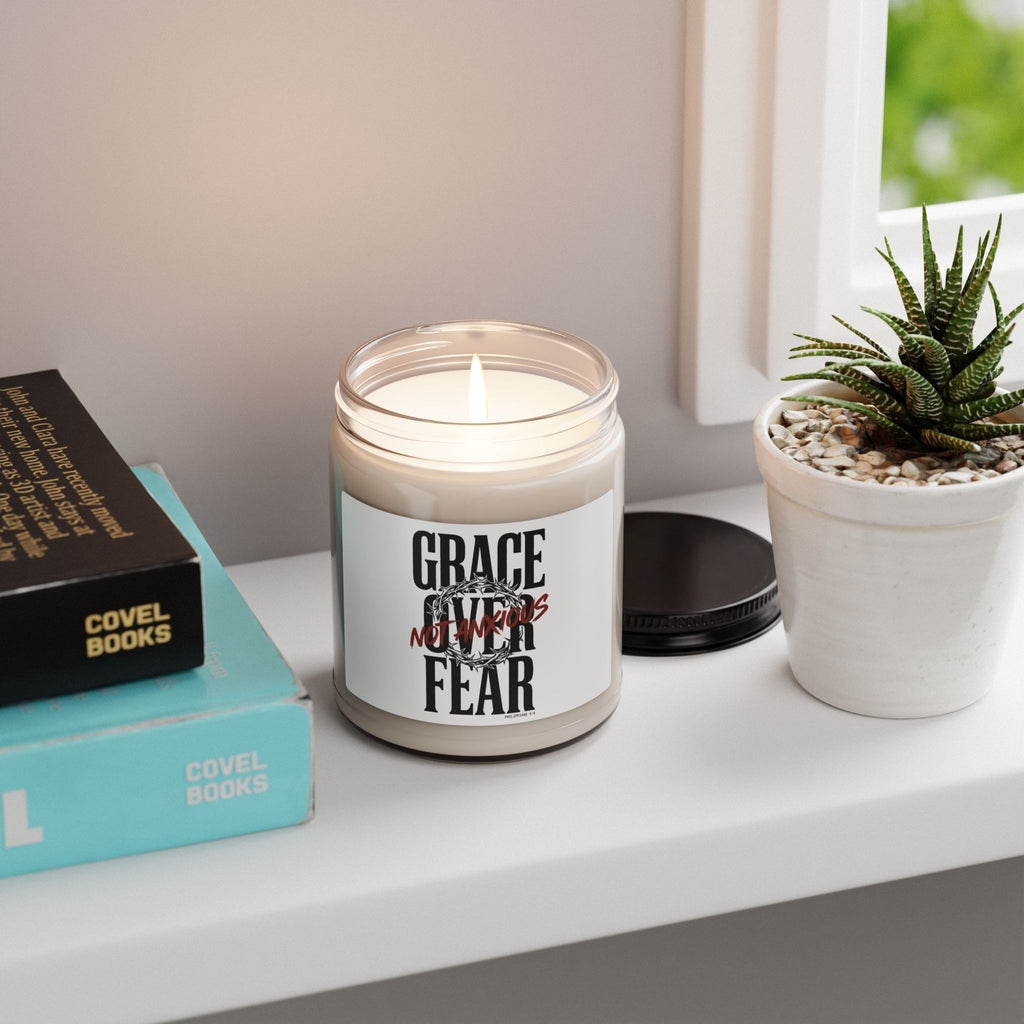Grace Not Fear Candle | Christian Streetwear Style, Distressed Typography