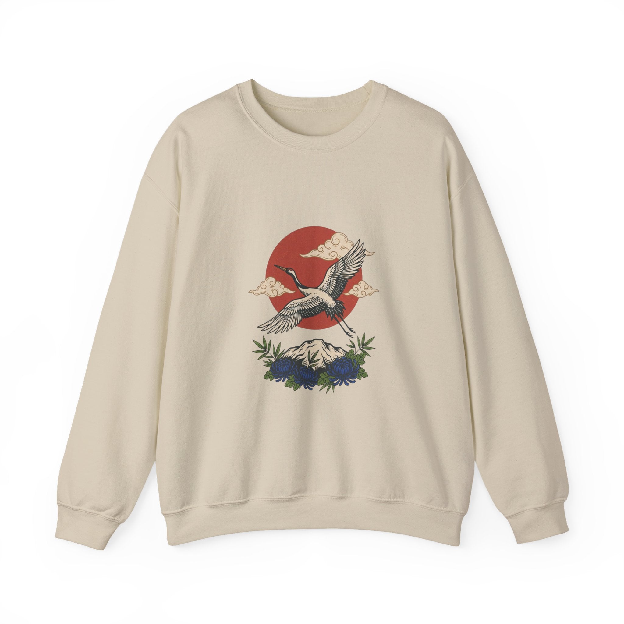Flying Crane Traditional Tattoo Sweatshirt | Vintage Flash, Limited Palette
