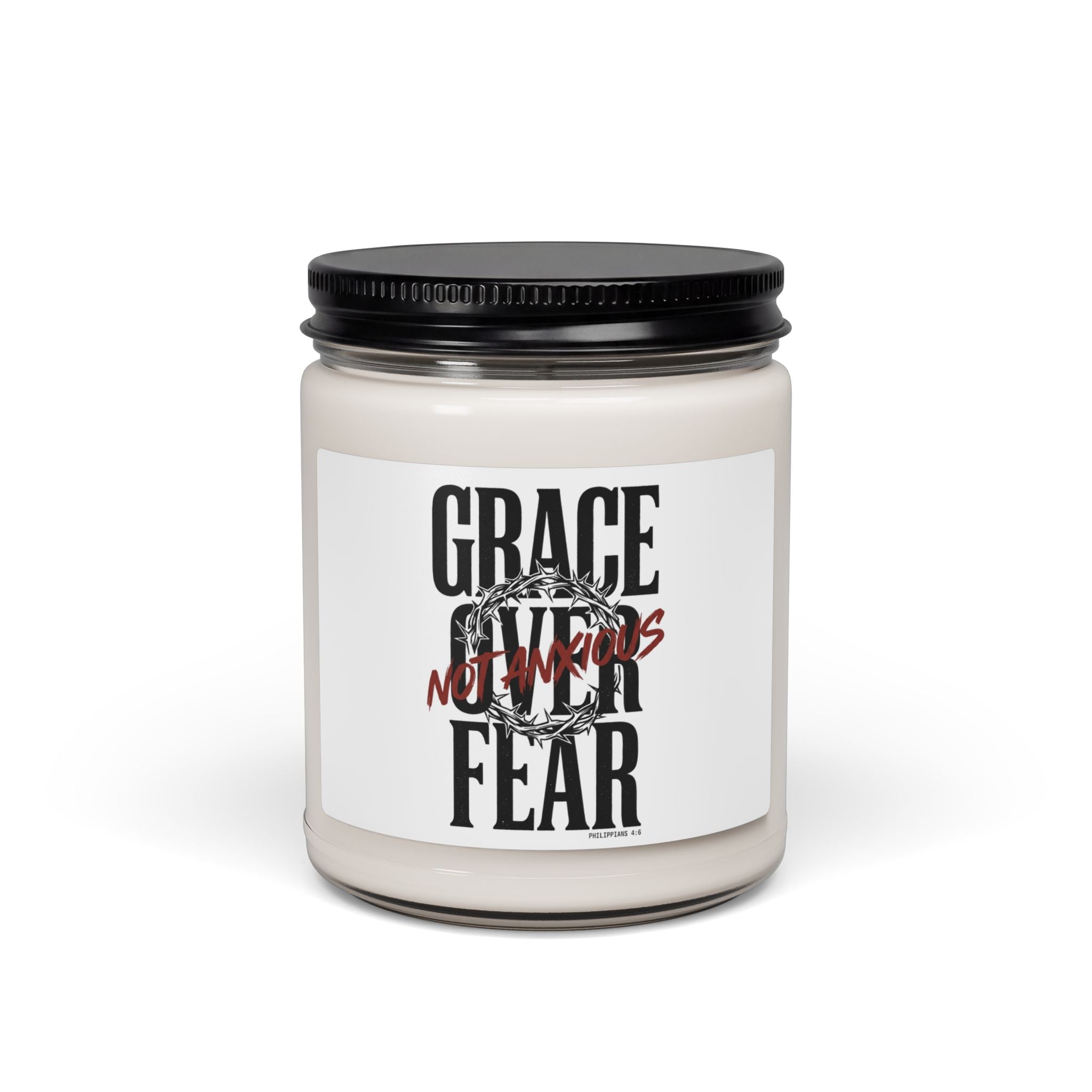 Grace Not Fear Candle | Christian Streetwear Style, Distressed Typography