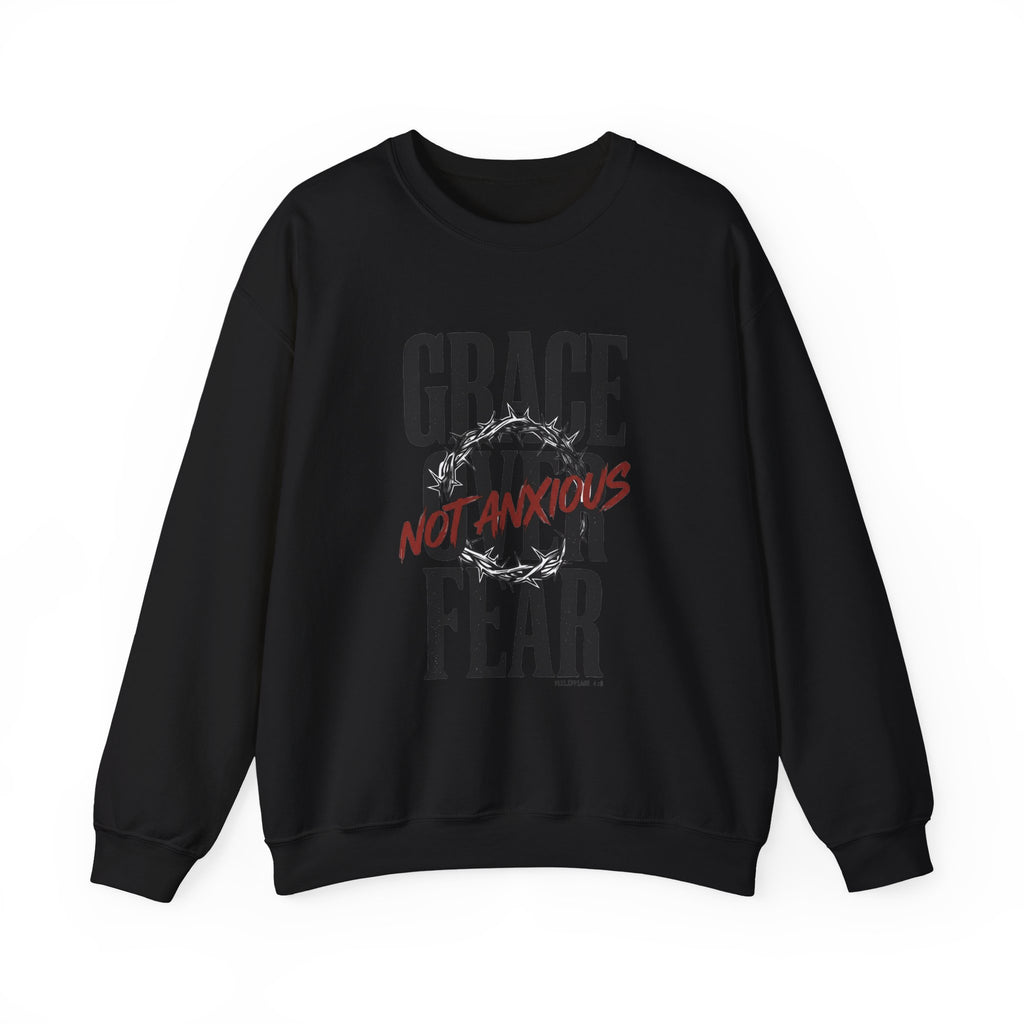 Grace Over Fear Sweatshirt | Christian Streetwear, Scripture Crown of Thorns