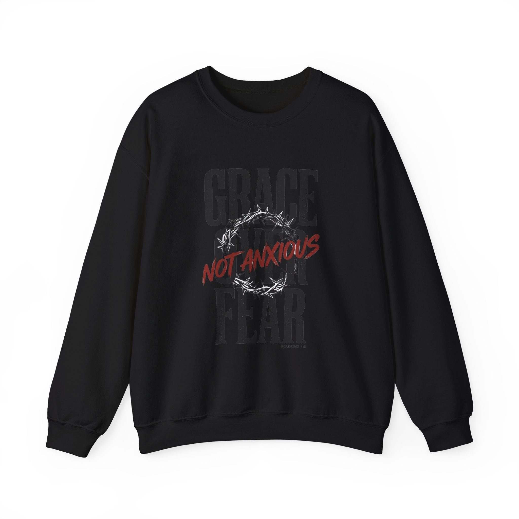 Grace Over Fear Sweatshirt | Christian Streetwear, Scripture Crown of Thorns